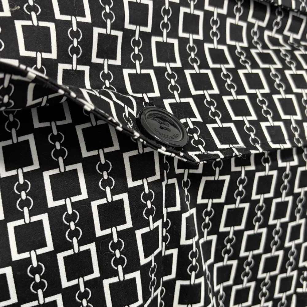 Vertigo Paris Geometric Print Black & White Rain Pea Coat - NWOT - XS